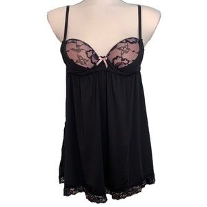Sexy black nightie with pink cups
